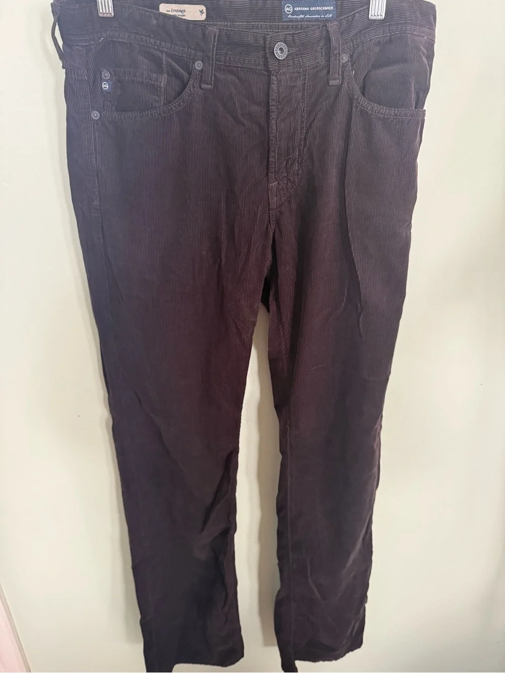 AG Adriano Goldschmied Men's Slim Straight Corduroy Jeans - Dark Brown